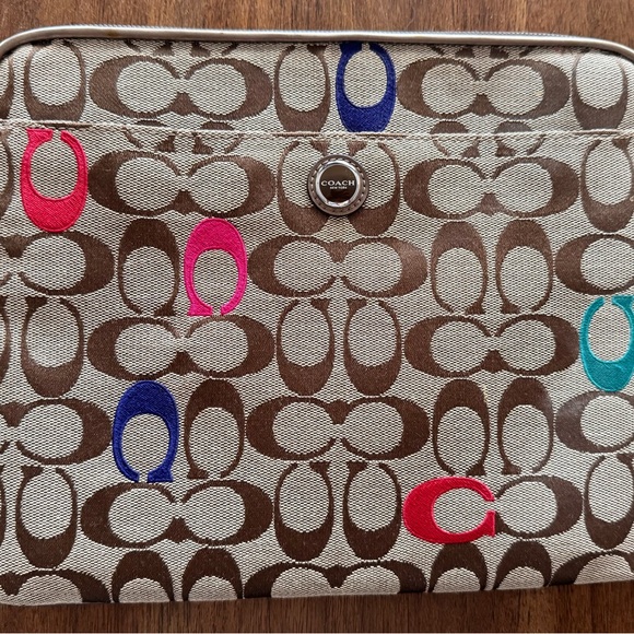Coach Accessories - Coach Brown Signature Tablet Sleeve with Multicolor Accents